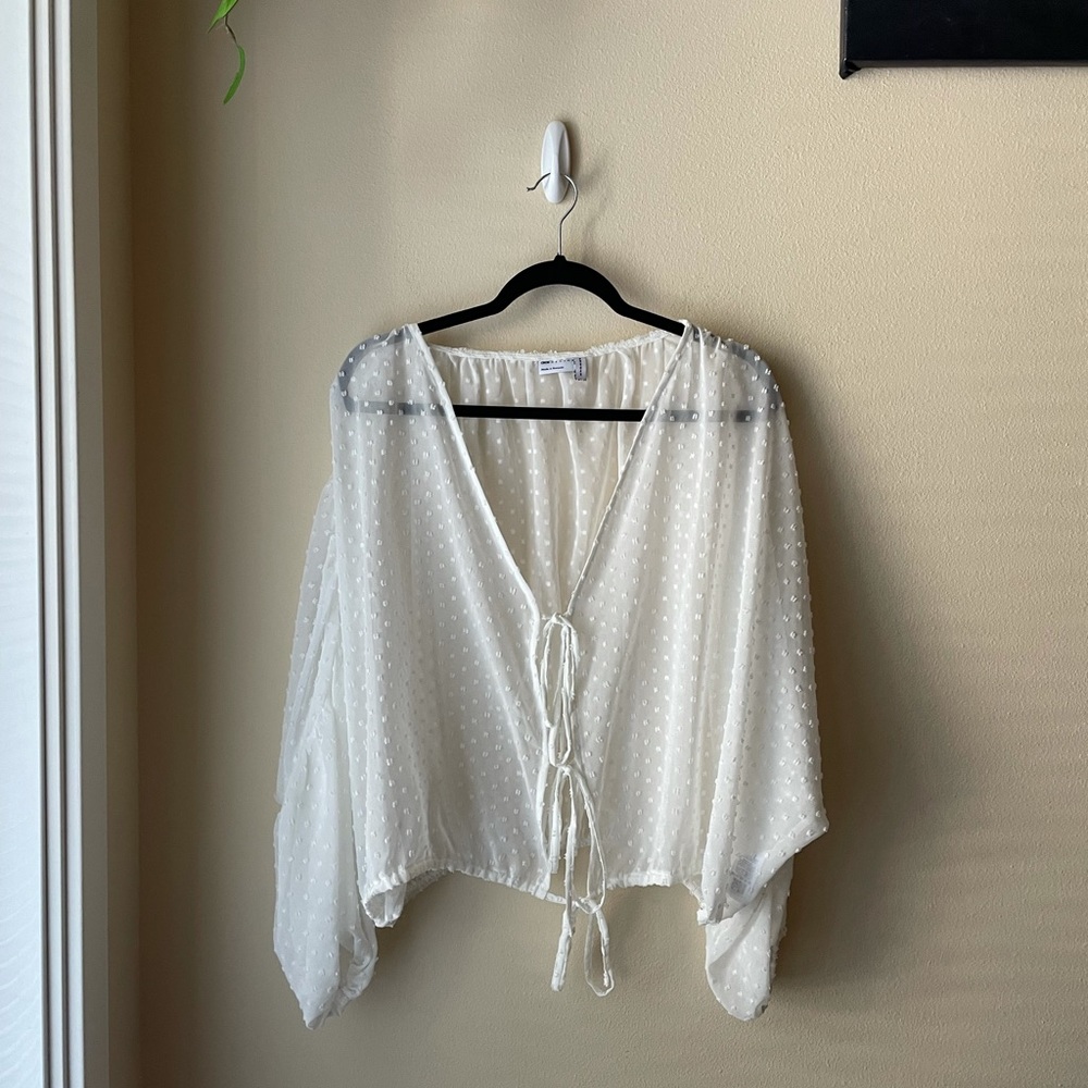 ASOS Sheer Plunge Long Sleeve Top